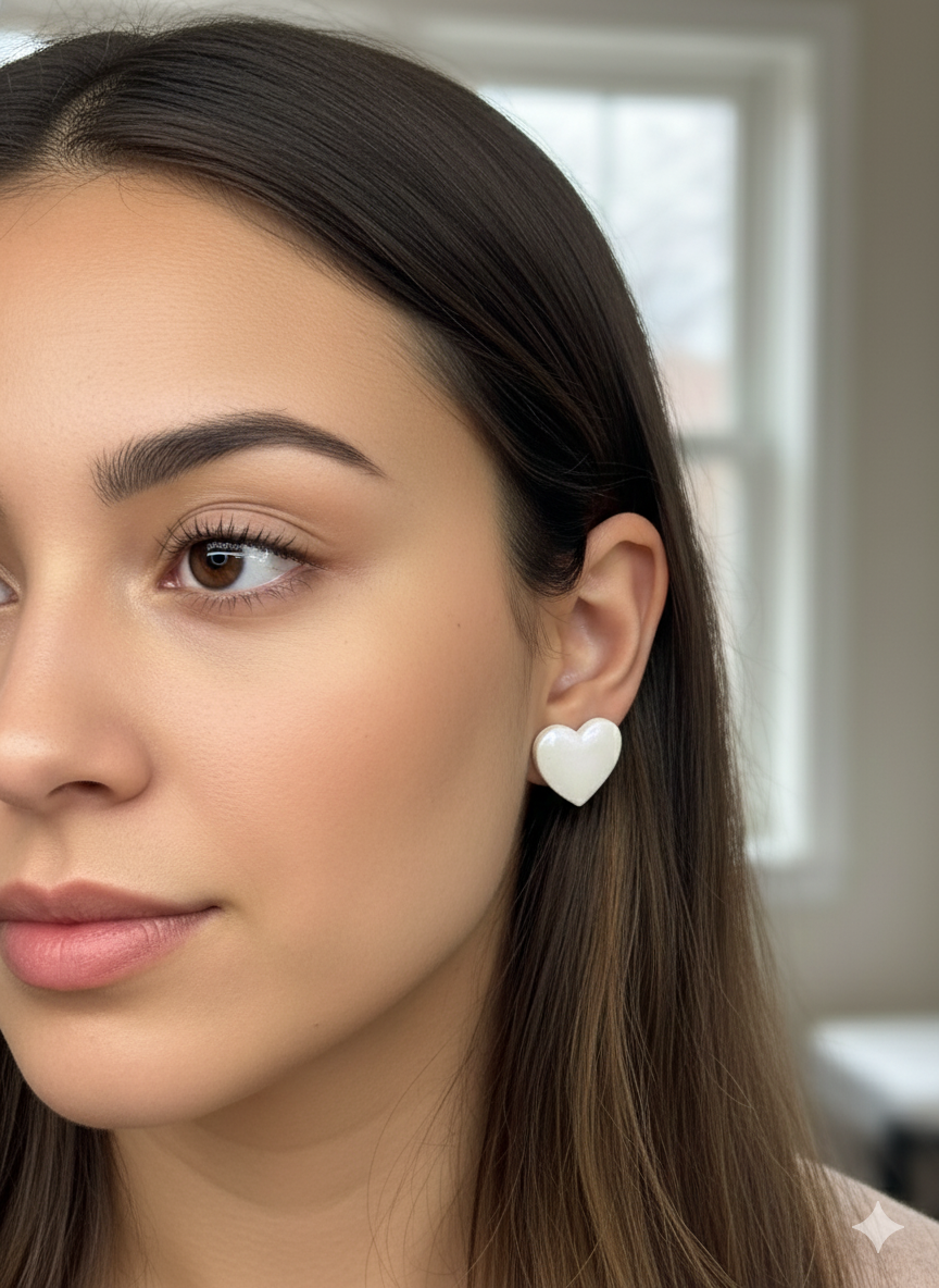 Polymer Clay Heart Stud Earrings