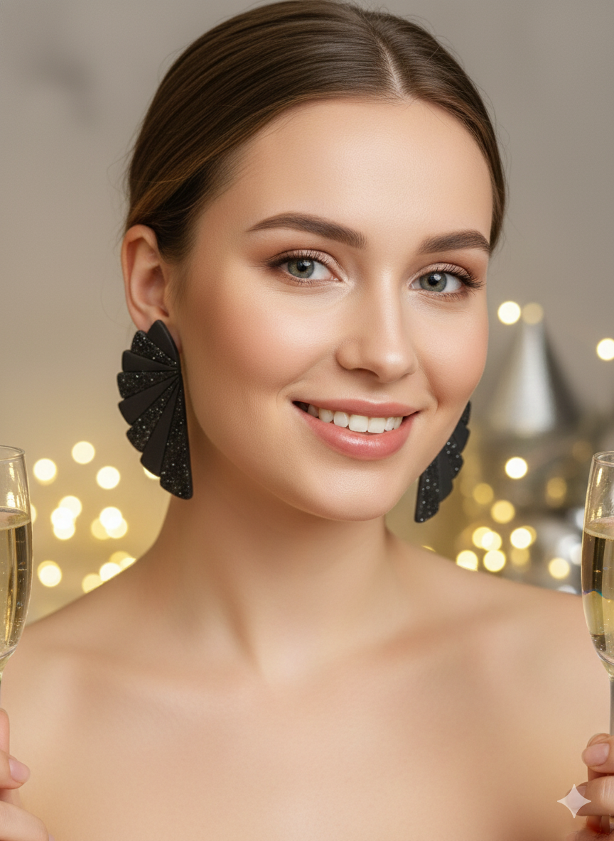 The Diana - Art Deco Statement Stud - Polymer Clay Earrings