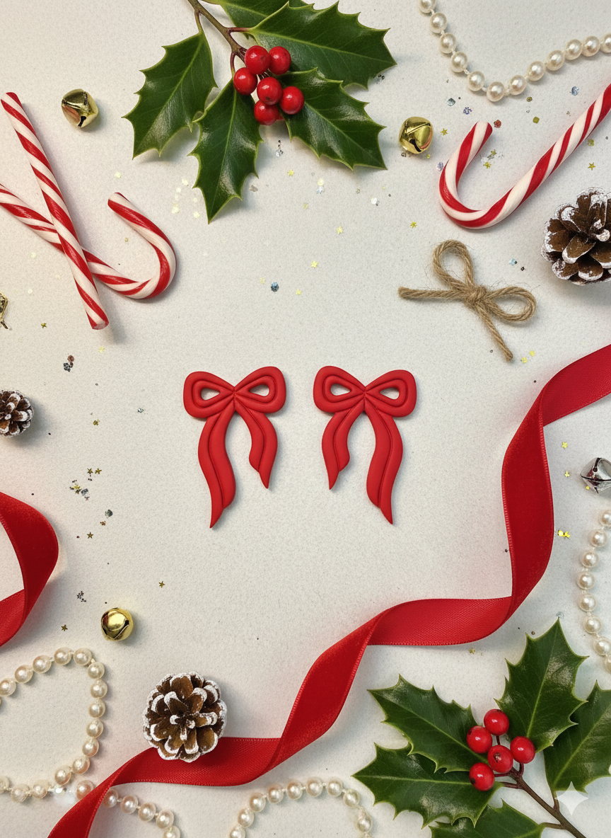 Polymer Clay Bow Stud Earrings