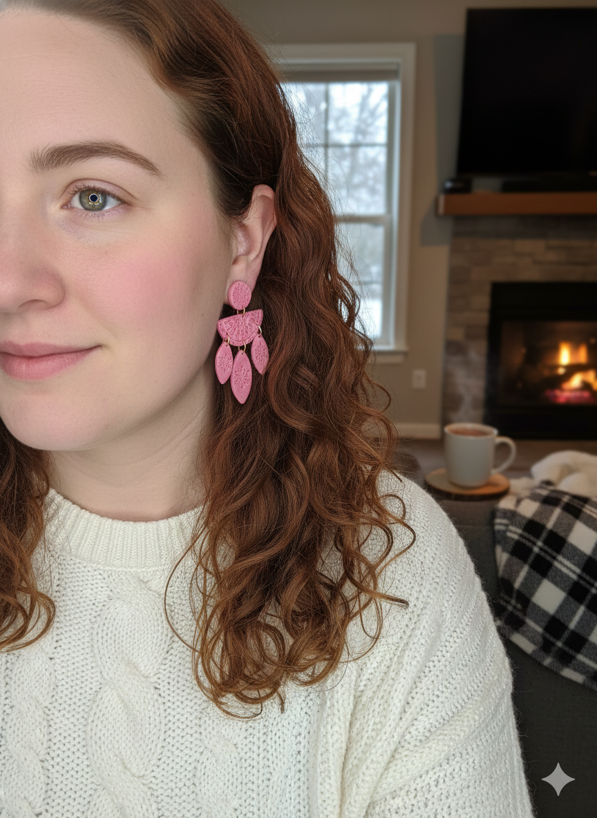 Elsa Snowflake Polymer Clay Dangle Earrings