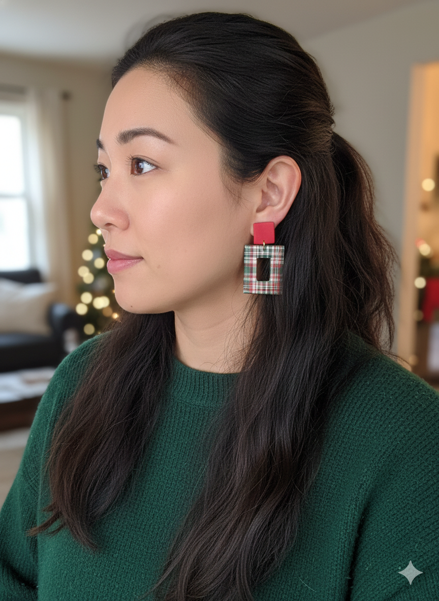 Polymer Clay Rectangle Donut Earrings