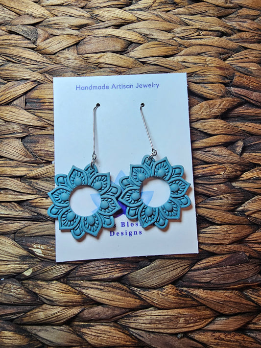 Mandala Circle Dangle - Polymer Clay Earring