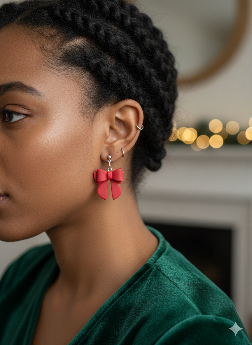 Polymer Clay Dangle Earrings-Limited Bow Drop