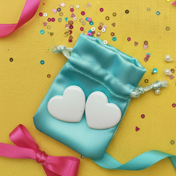 Polymer Clay Heart Stud Earrings