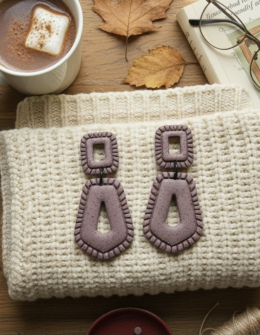 The Miranda - Grooved Edge Teardrop Dangle Earring - Polymer Clay