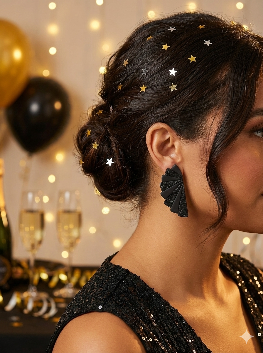 The Diana - Art Deco Statement Stud - Polymer Clay Earrings