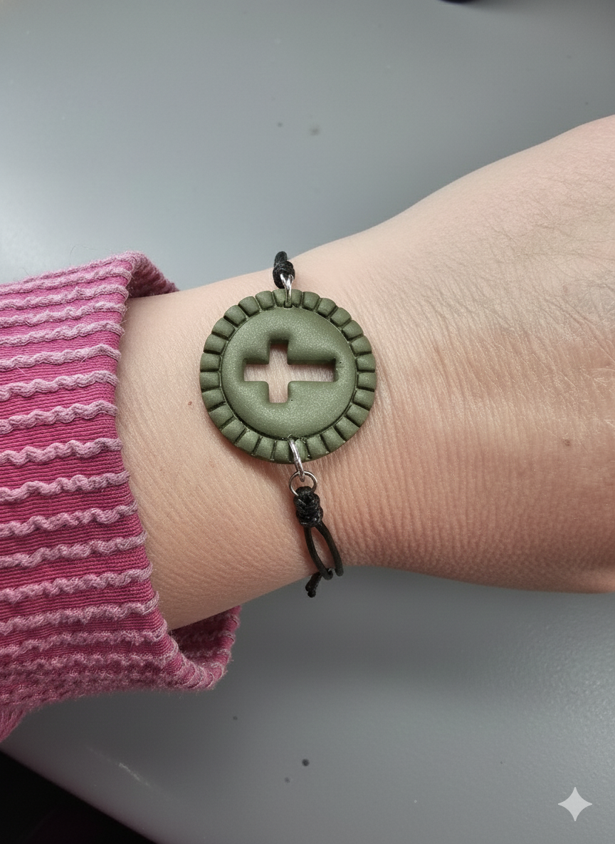 The Cross Collection - Polymer Clay Bracelet With Cross Cutout Charm