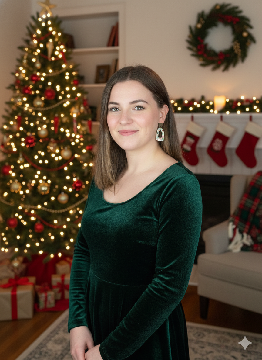 Polymer Clay Holiday Printed Bell Dangle Earrings