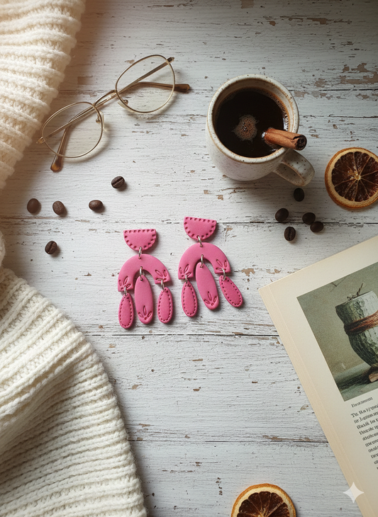 North Embossed Polymer Clay Dangle Earrings