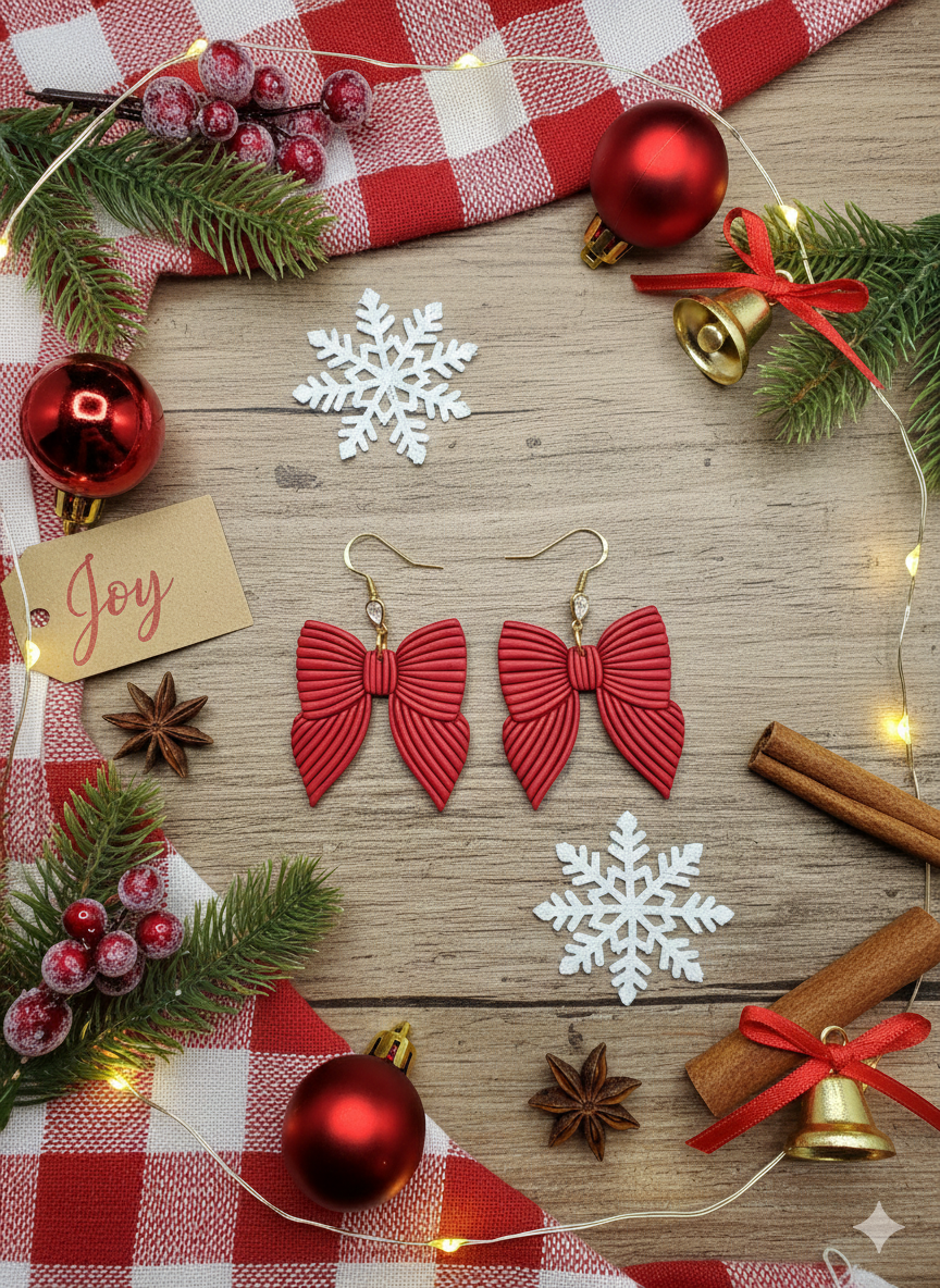 Polymer Clay Dangle Earrings-Limited Bow Drop