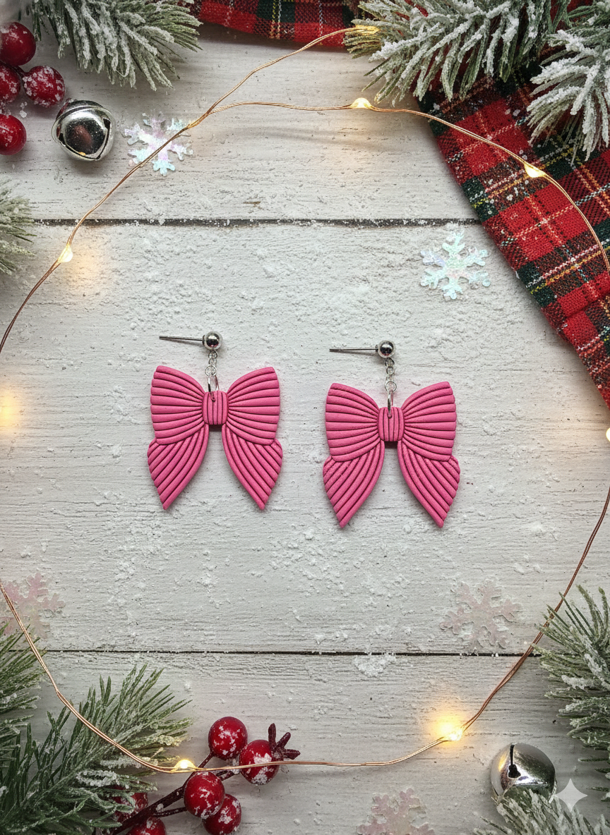 Polymer Clay Dangle Earrings-Limited Bow Drop