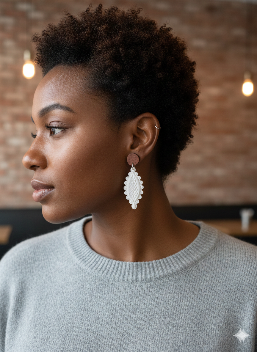 Coco Embossed Polymer Clay Dangle Earrings