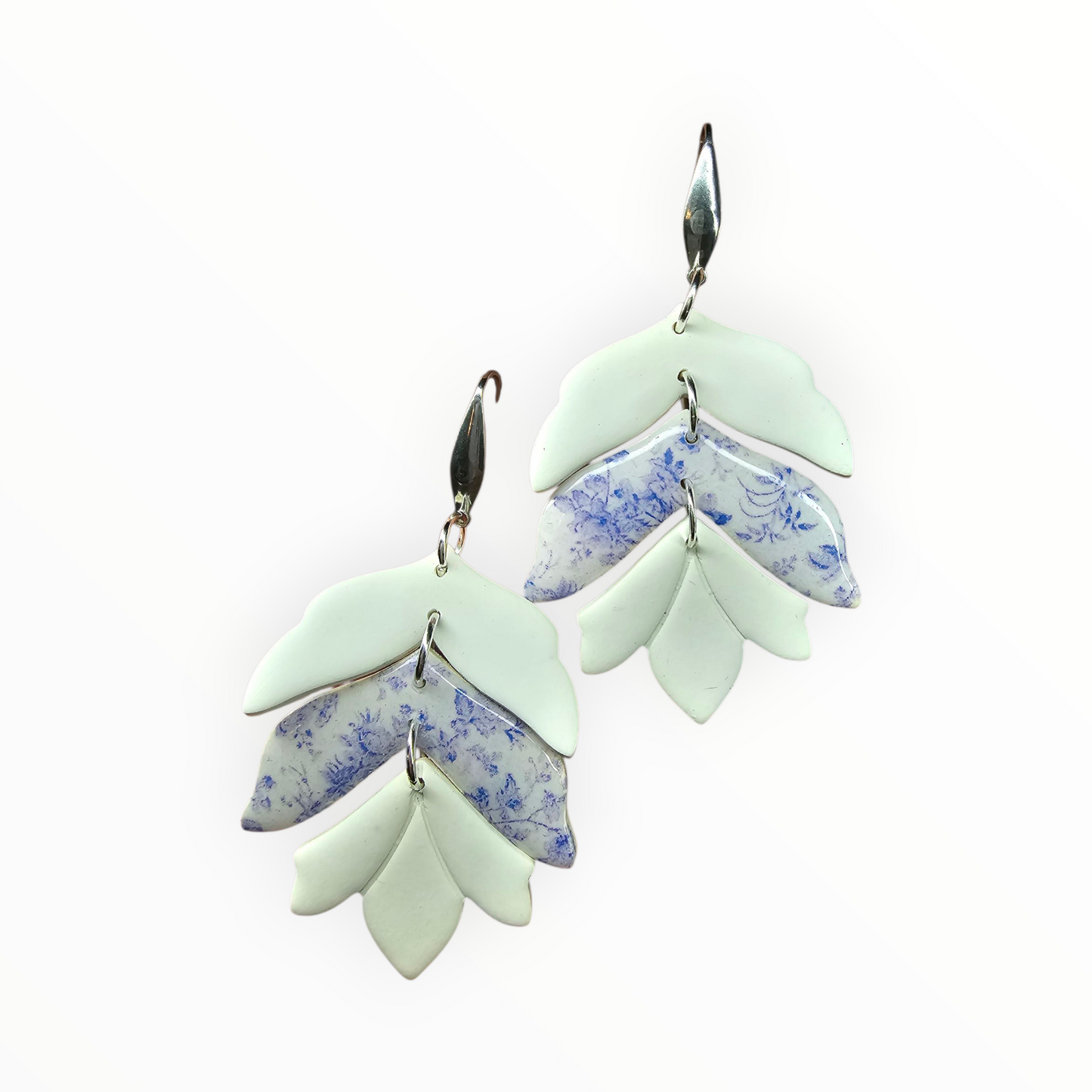 Polymer Clay Tiered Leaf Dangle Earrings