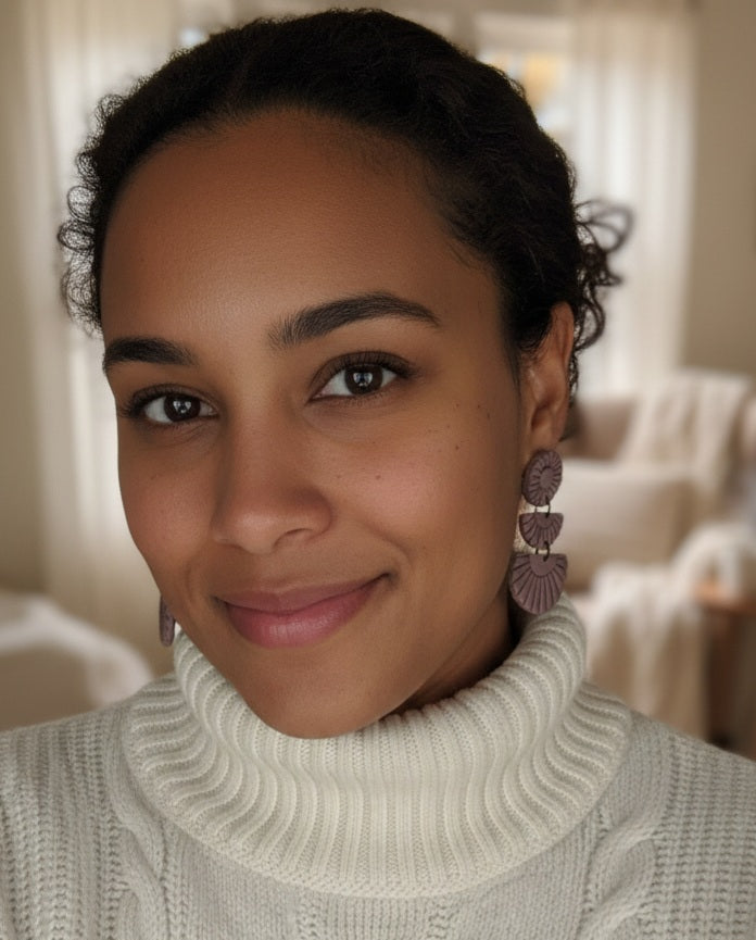 The Sedona - Grooved Embossed Multi Layer Dangle Earring - Polymer Clay