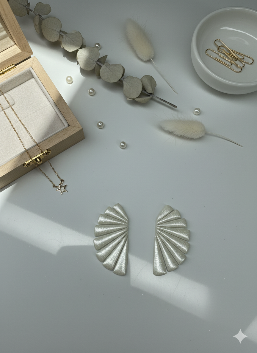 Polymer Clay Art Deco Oversized Fan Stud Earring