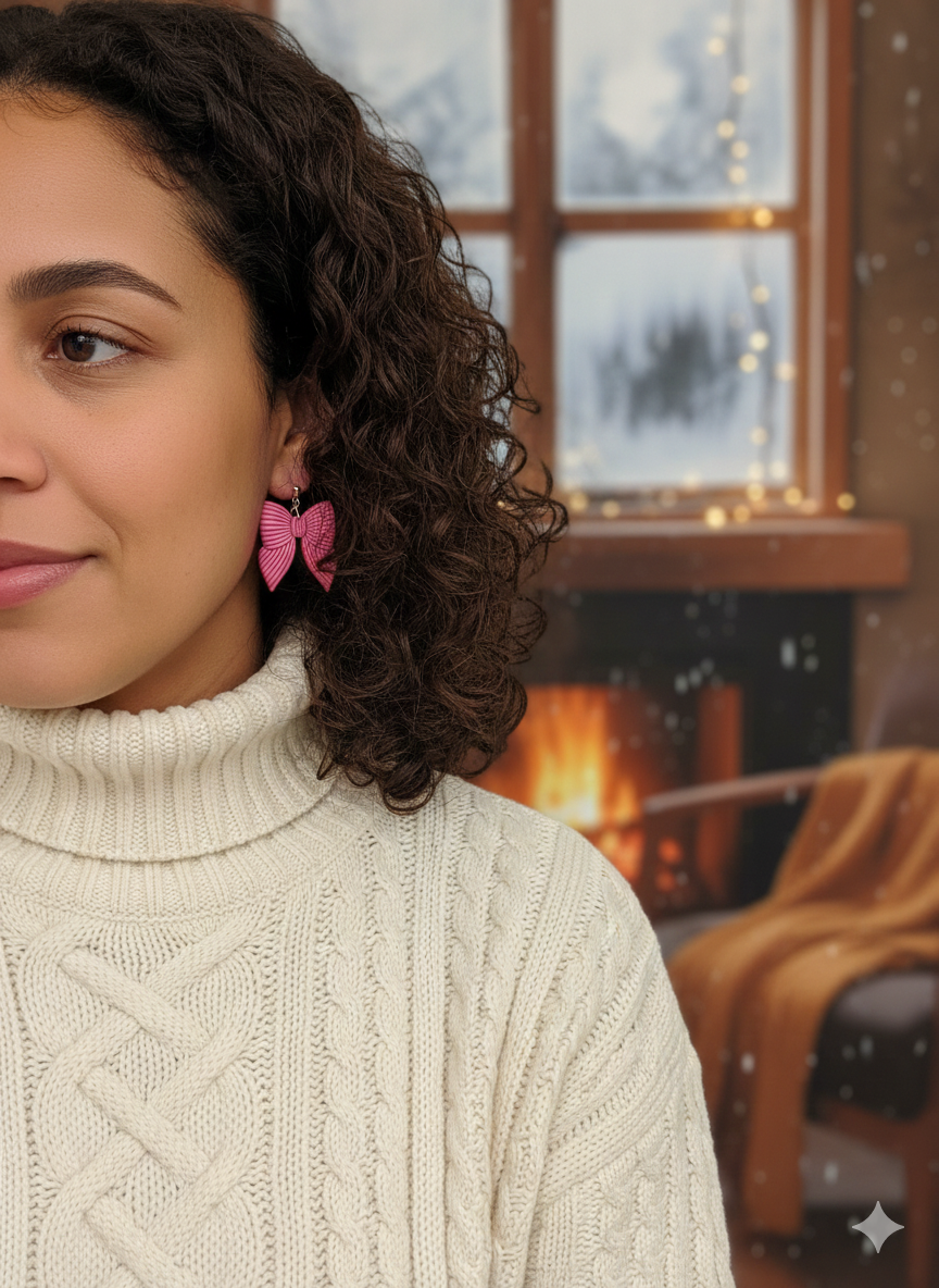 Polymer Clay Dangle Earrings-Limited Bow Drop