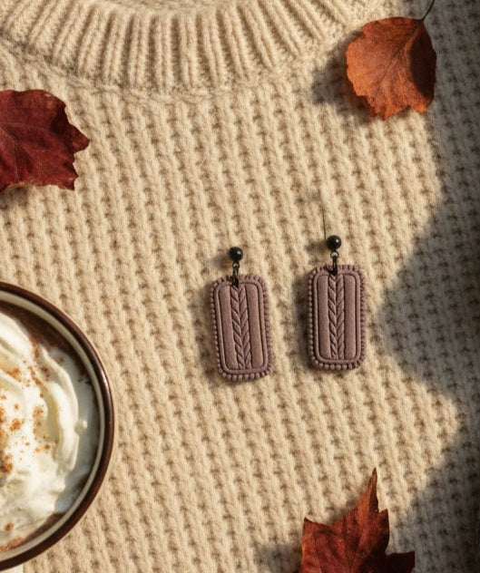 The Evie - Textured Rectangle Polymer Clay Dangle Earrings