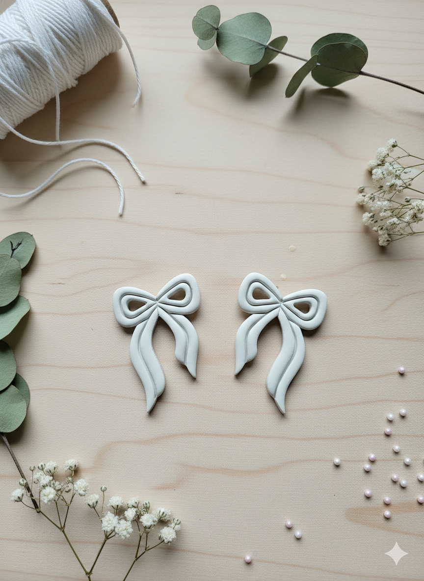 Polymer Clay Bow Stud Earrings