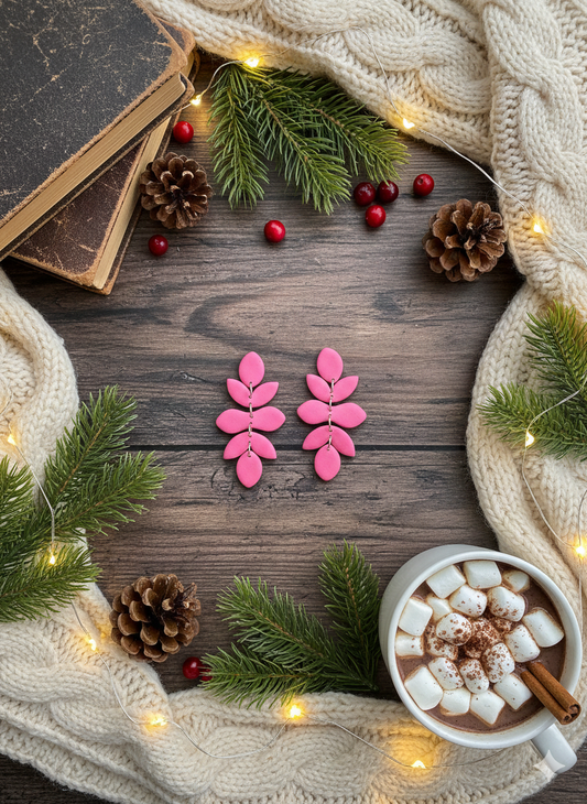 Polymer Clay Multi Link Petal Drop Dangle Earrings