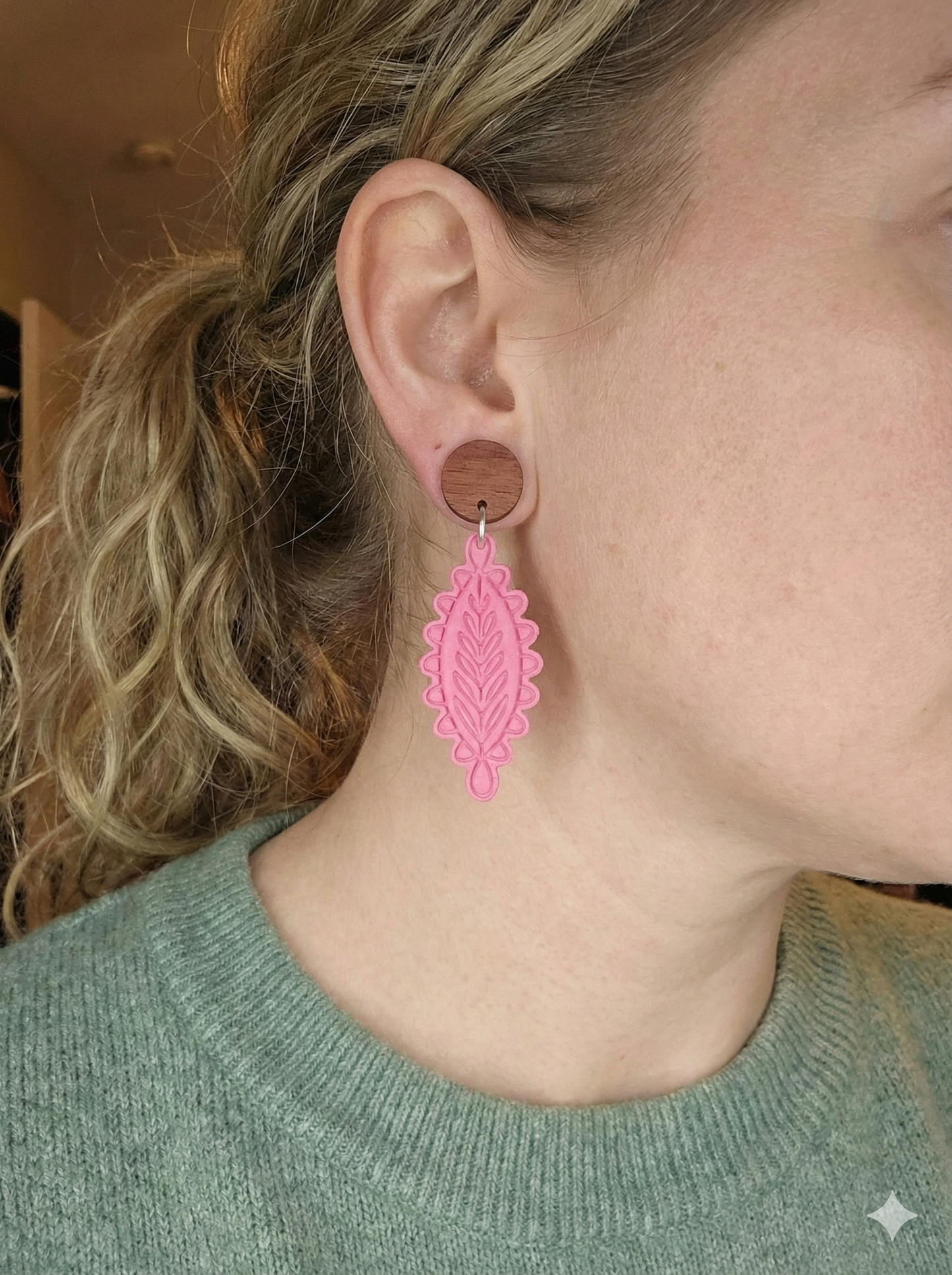 Coco Embossed Polymer Clay Dangle Earrings