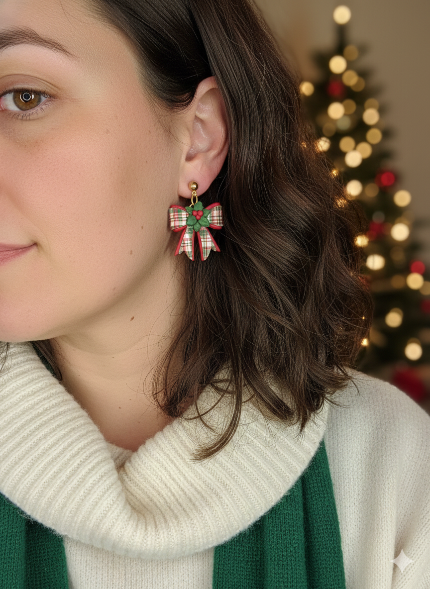Polymer Clay Dangle Earrings-Limited Bow Drop