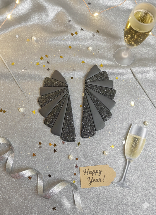 The Diana - Art Deco Statement Stud - Polymer Clay Earrings