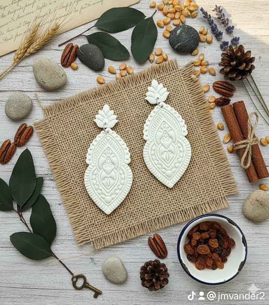 Polymer Clay Earrings - Embossed Dangle