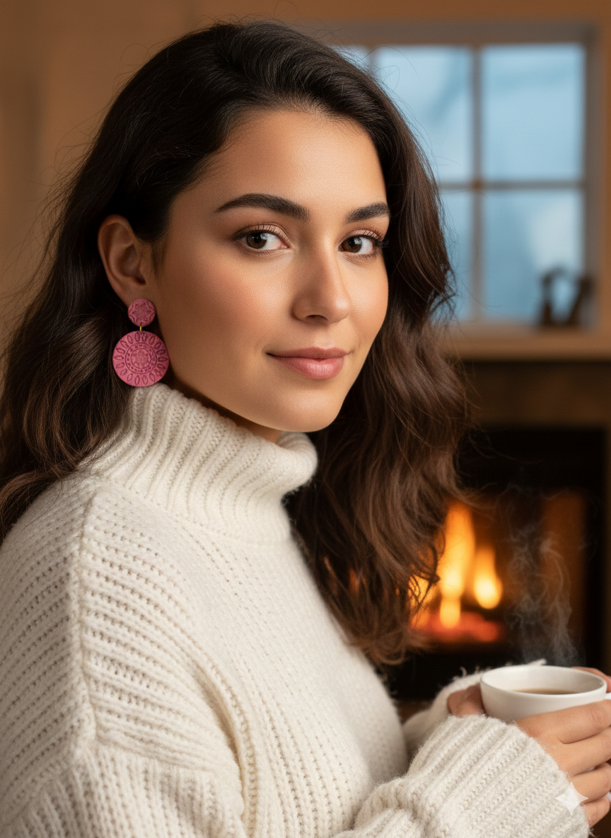 Astoria Snowflake Polymer Clay Dangle Earrings